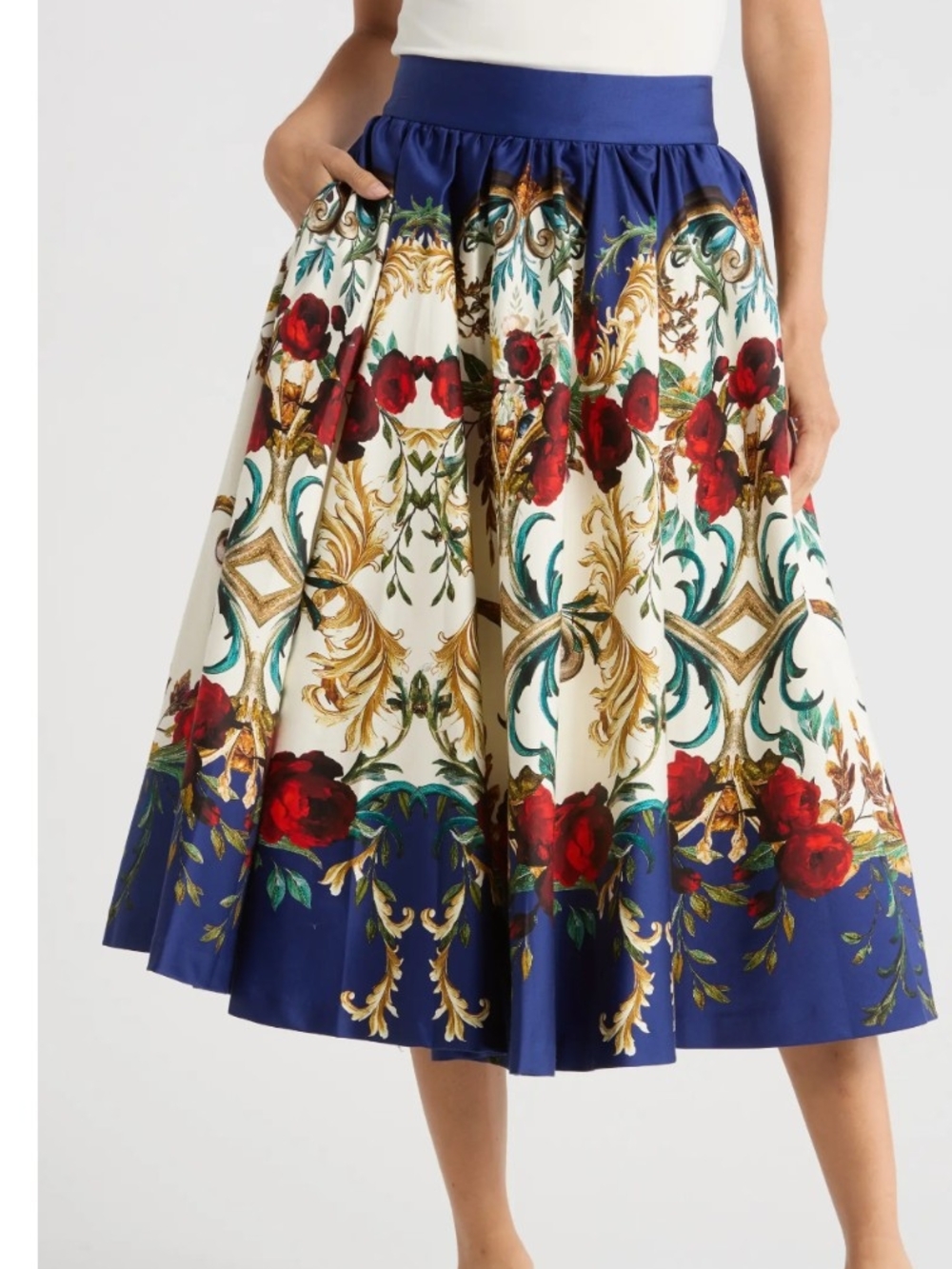Alice + Olivia Floral Baroque Midi Skirt - SIZE 8 | Wedding Party Event Style